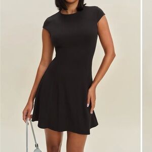 NWT Reformation Yves Black Mini Dress with Cap Sleeves